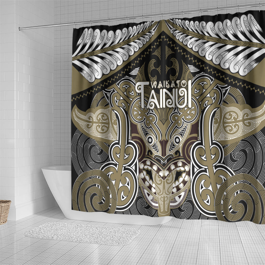 Aotearoa Iwi Waikato Tainui Shower Curtain Maori Kowhaiwhai Pattern LT19 - Polynesian Pride