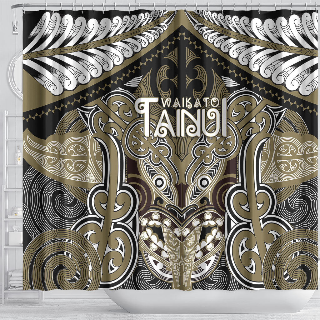 Aotearoa Iwi Waikato Tainui Shower Curtain Maori Kowhaiwhai Pattern LT19 - Polynesian Pride