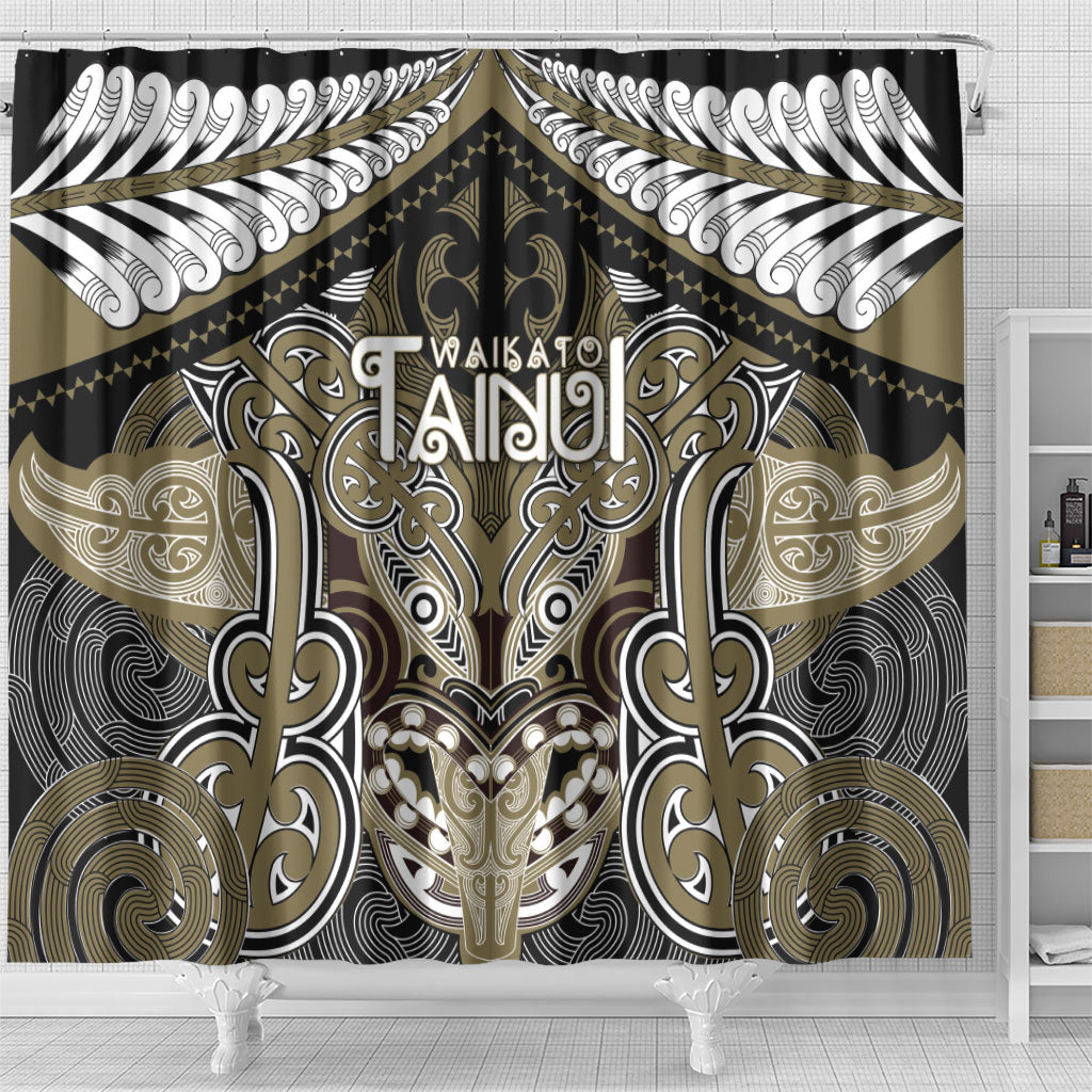 Aotearoa Iwi Waikato Tainui Shower Curtain Maori Kowhaiwhai Pattern LT19 - Polynesian Pride