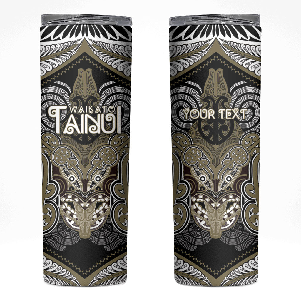 Aotearoa Iwi Waikato Tainui Personalised Skinny Tumbler Maori Kowhaiwhai Pattern LT19 Dark Yellow - Polynesian Pride