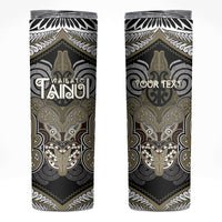 Aotearoa Iwi Waikato Tainui Personalised Skinny Tumbler Maori Kowhaiwhai Pattern LT19 Dark Yellow - Polynesian Pride