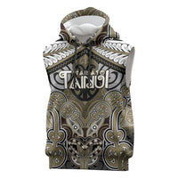 Aotearoa Iwi Waikato Tainui Personalised Sleeveless Hoodie Maori Kowhaiwhai Pattern LT19 Dark Yellow - Polynesian Pride