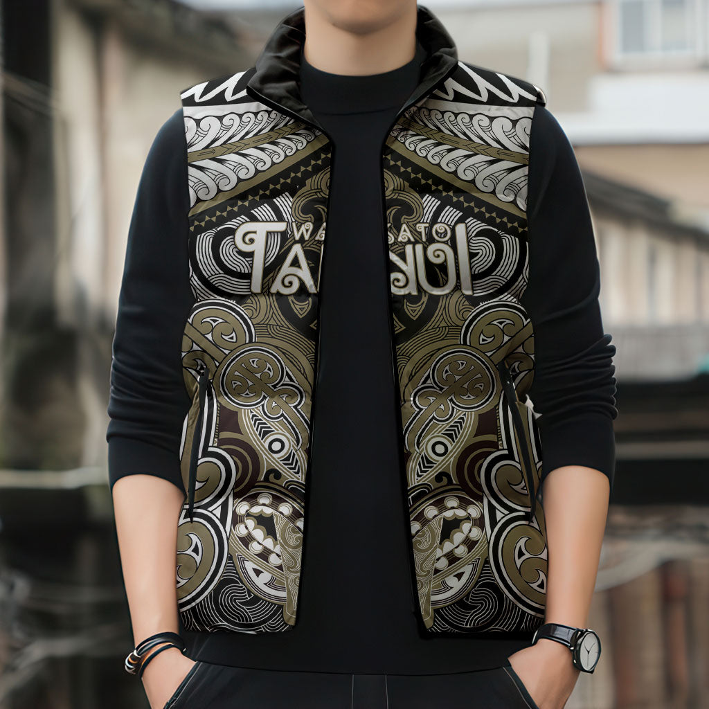 Aotearoa Iwi Waikato Tainui Personalised Sleeveless Puffer Jacket Maori Kowhaiwhai Pattern LT19 - Polynesian Pride