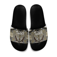 Aotearoa Iwi Waikato Tainui Slide Sandals Maori Kowhaiwhai Pattern LT19 Dark Yellow - Polynesian Pride