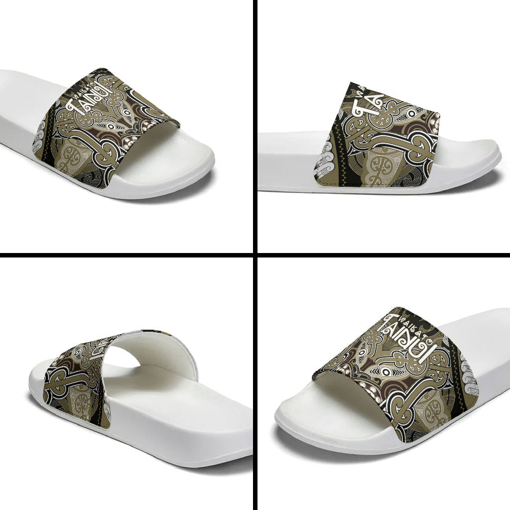 Aotearoa Iwi Waikato Tainui Slide Sandals Maori Kowhaiwhai Pattern LT19 - Polynesian Pride
