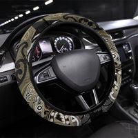 Aotearoa Iwi Waikato Tainui Steering Wheel Cover Maori Kowhaiwhai Pattern LT19 Universal Fit Dark Yellow - Polynesian Pride