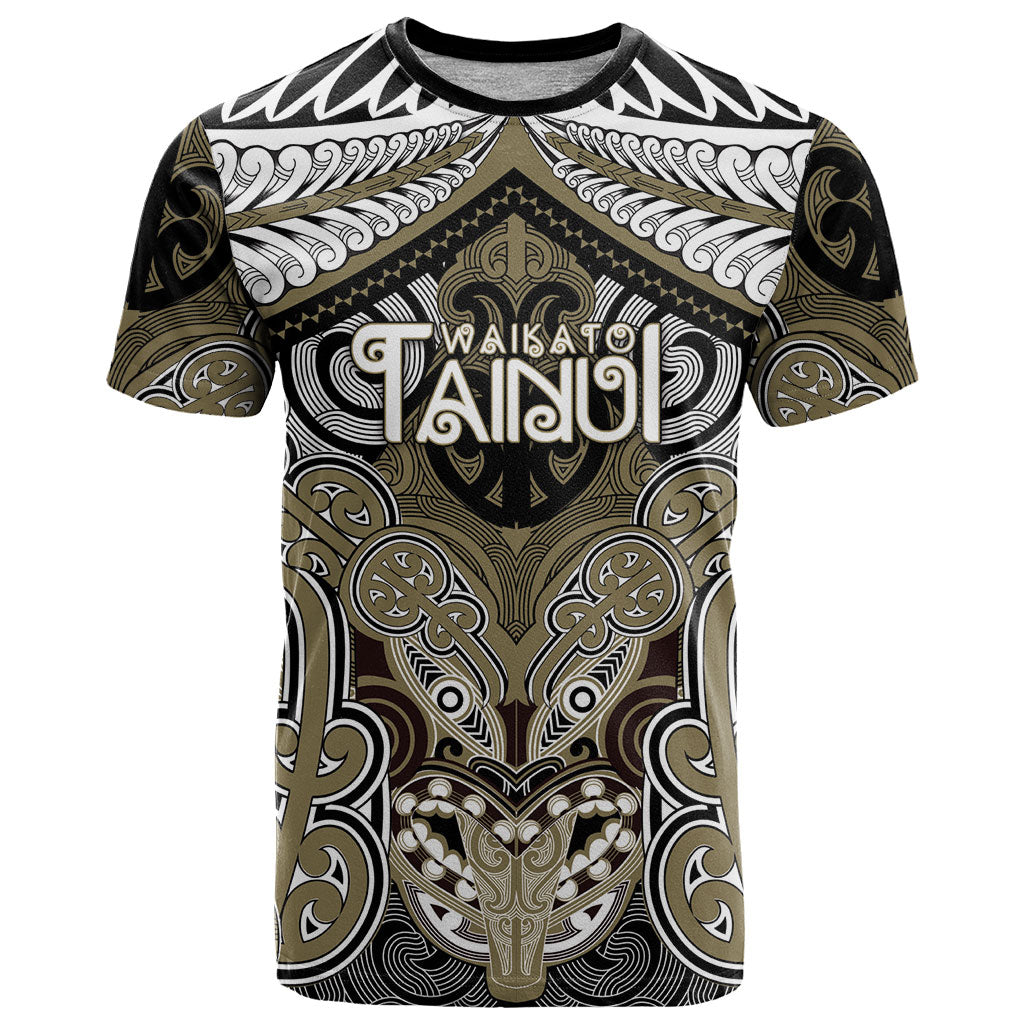 Aotearoa Iwi Waikato Tainui Personalised T Shirt Maori Kowhaiwhai Pattern LT19 Dark Yellow - Polynesian Pride