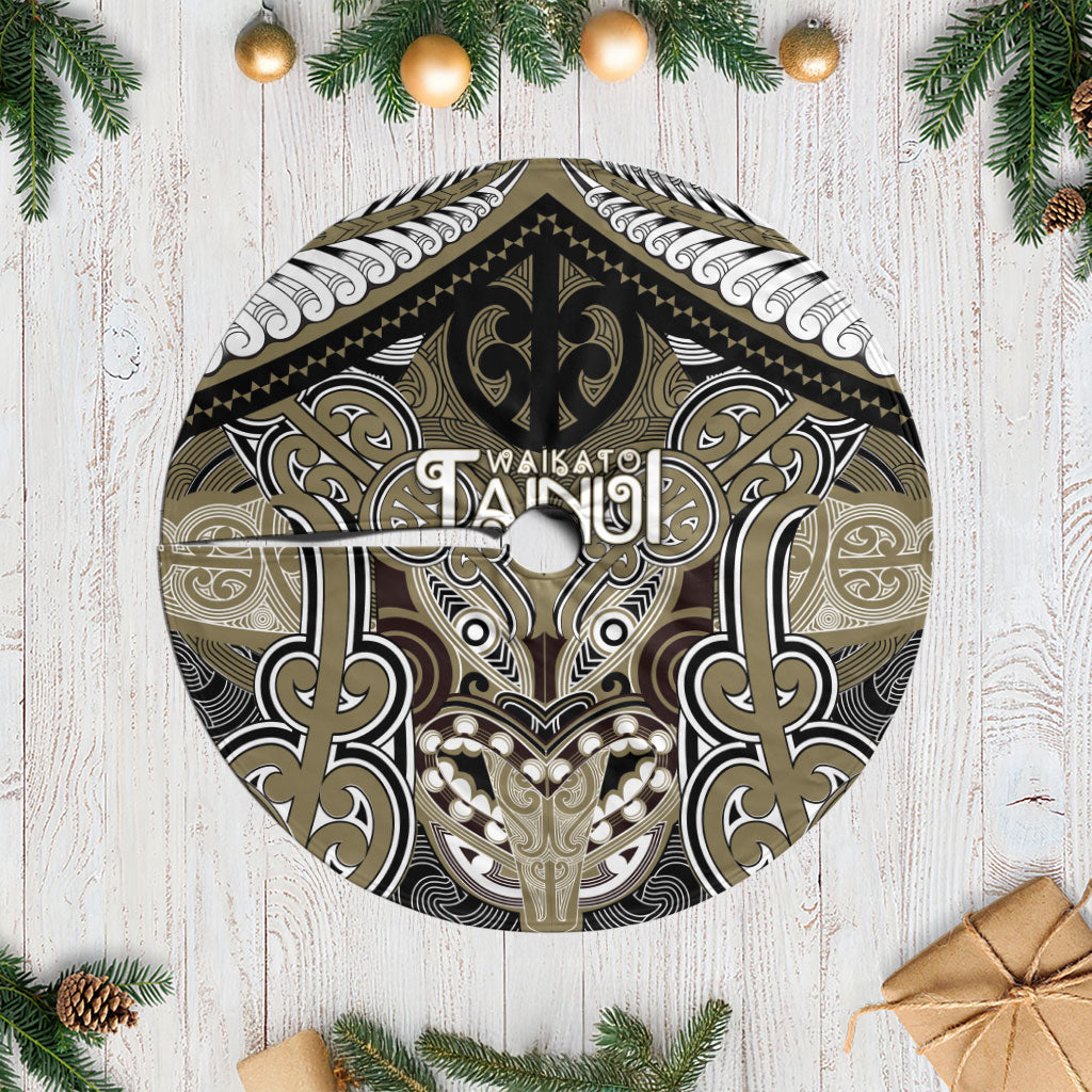 Aotearoa Iwi Waikato Tainui Tree Skirt Maori Kowhaiwhai Pattern LT19 Casual Dark Yellow - Polynesian Pride