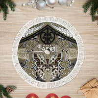 Aotearoa Iwi Waikato Tainui Tree Skirt Maori Kowhaiwhai Pattern LT19 Fringed Dark Yellow - Polynesian Pride
