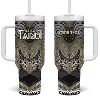 Aotearoa Iwi Waikato Tainui Personalised Tumbler With Handle Maori Kowhaiwhai Pattern LT19 One Size: 40 oz Dark Yellow - Polynesian Pride