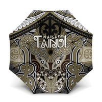 Aotearoa Iwi Waikato Tainui Umbrella Maori Kowhaiwhai Pattern LT19 One Size Folded 11.42 inch Opened Diameter 37.4 inch Dark Yellow - Polynesian Pride