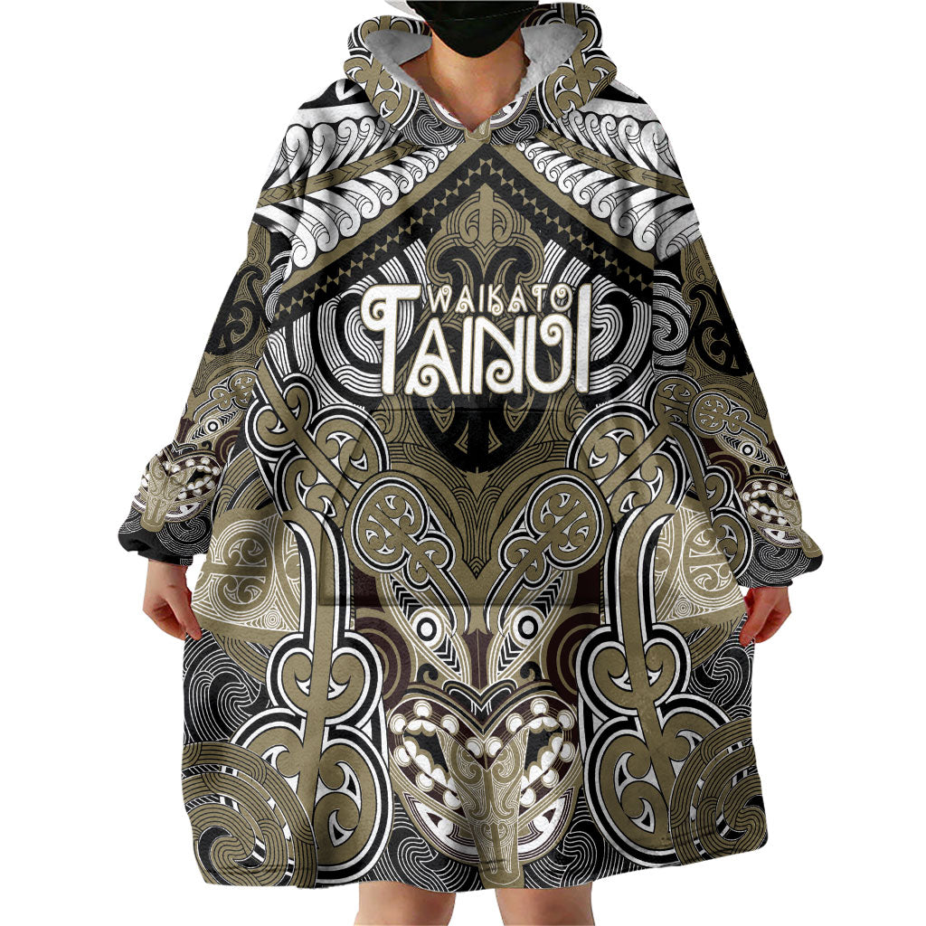 Aotearoa Iwi Waikato Tainui Personalised Wearable Blanket Hoodie Maori Kowhaiwhai Pattern LT19 - Polynesian Pride