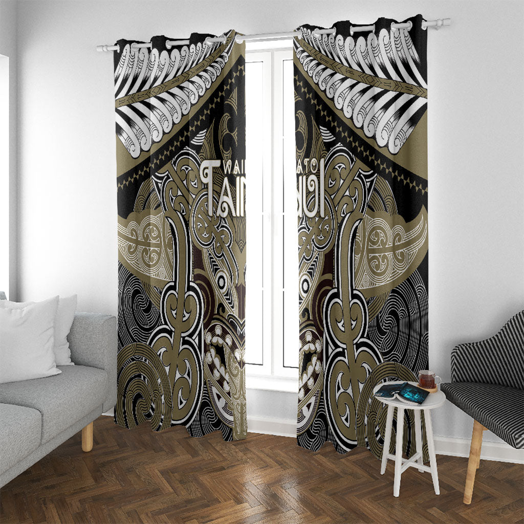 Aotearoa Iwi Waikato Tainui Window Curtain Maori Kowhaiwhai Pattern LT19 With Grommets Dark Yellow - Polynesian Pride