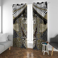 Aotearoa Iwi Waikato Tainui Window Curtain Maori Kowhaiwhai Pattern LT19 With Grommets Dark Yellow - Polynesian Pride