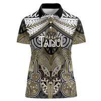 Aotearoa Iwi Waikato Tainui Personalised Women Polo Shirt Maori Kowhaiwhai Pattern LT19 Female Dark Yellow - Polynesian Pride