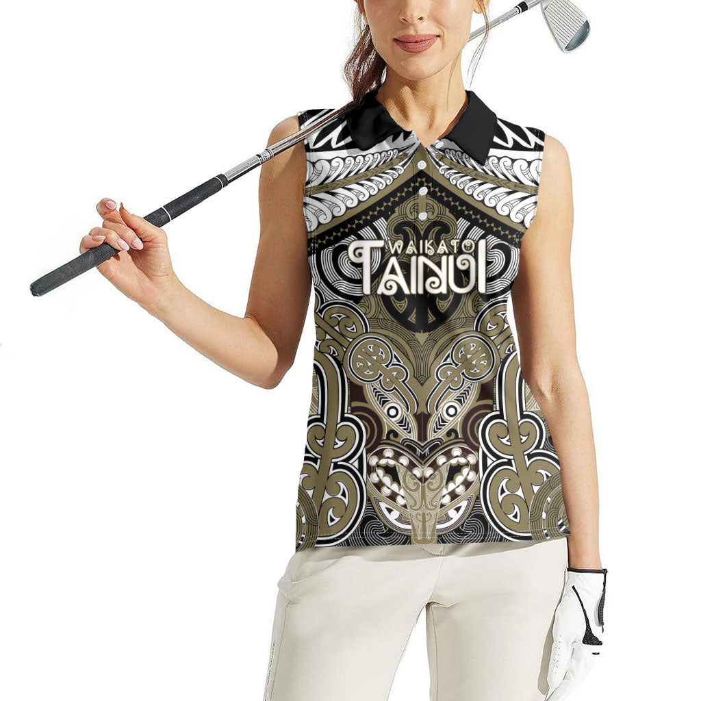 Aotearoa Iwi Waikato Tainui Personalised Women Sleeveless Polo Shirt Maori Kowhaiwhai Pattern LT19 - Polynesian Pride
