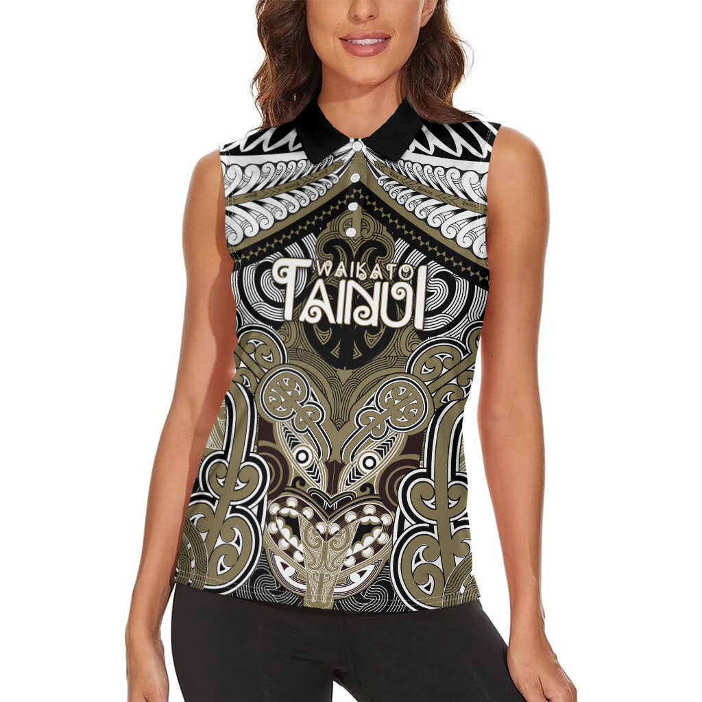 Aotearoa Iwi Waikato Tainui Personalised Women Sleeveless Polo Shirt Maori Kowhaiwhai Pattern LT19 - Polynesian Pride