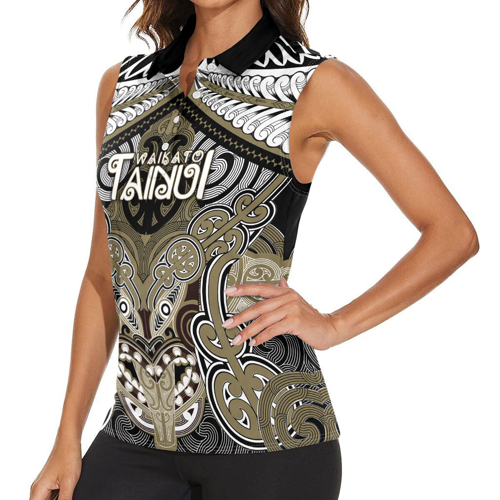 Aotearoa Iwi Waikato Tainui Personalised Women Sleeveless Polo Shirt Maori Kowhaiwhai Pattern LT19 - Polynesian Pride