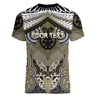 Aotearoa Iwi Waikato Tainui Personalised Women V-Neck T-Shirt Maori Kowhaiwhai Pattern LT19 - Polynesian Pride