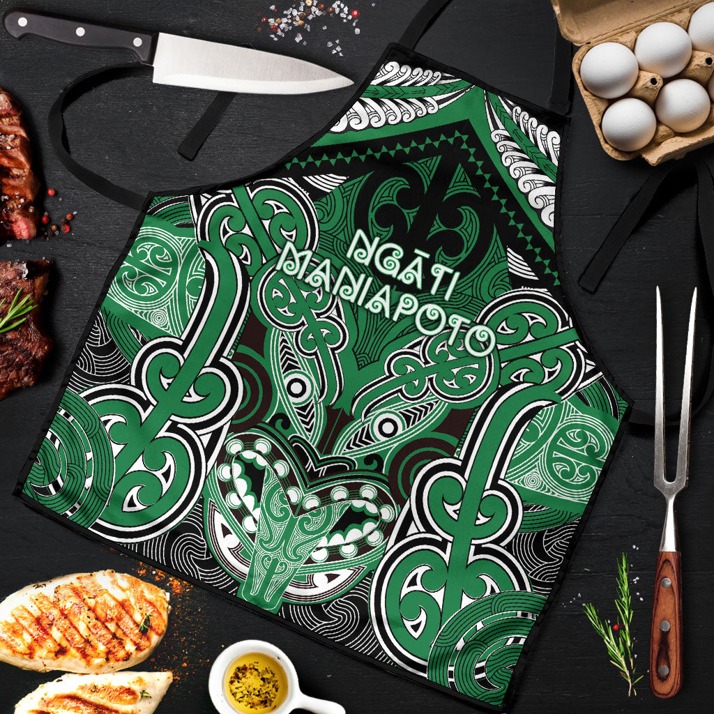 Aotearoa Iwi Ngati Maniapoto Apron Maori Kowhaiwhai Pattern LT19 Green - Polynesian Pride