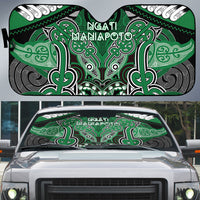 Aotearoa Iwi Ngati Maniapoto Auto Sun Shade Maori Kowhaiwhai Pattern LT19 Green - Polynesian Pride