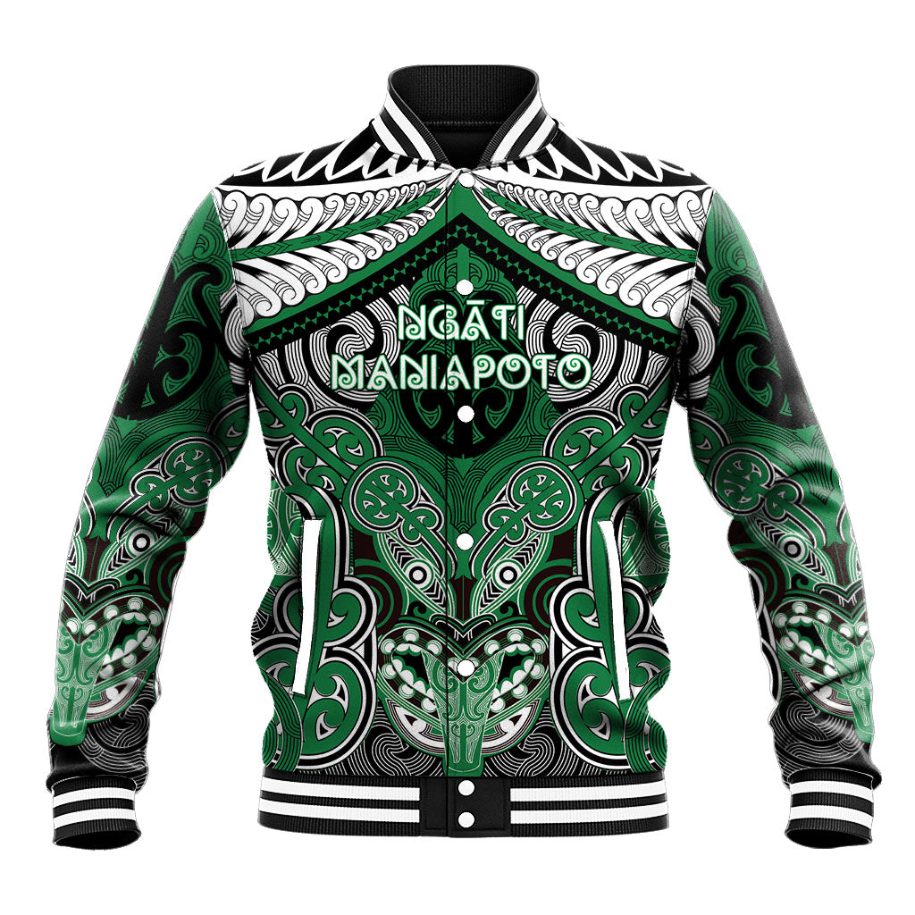 Aotearoa Iwi Ngati Maniapoto Personalised Baseball Jacket Maori Kowhaiwhai Pattern LT19 Unisex Green - Polynesian Pride