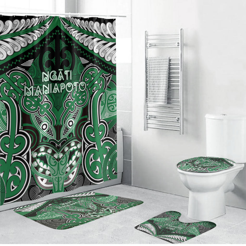 Aotearoa Iwi Ngati Maniapoto Bathroom Set Maori Kowhaiwhai Pattern LT19 Bathroom Set (4 pcs) Green - Polynesian Pride