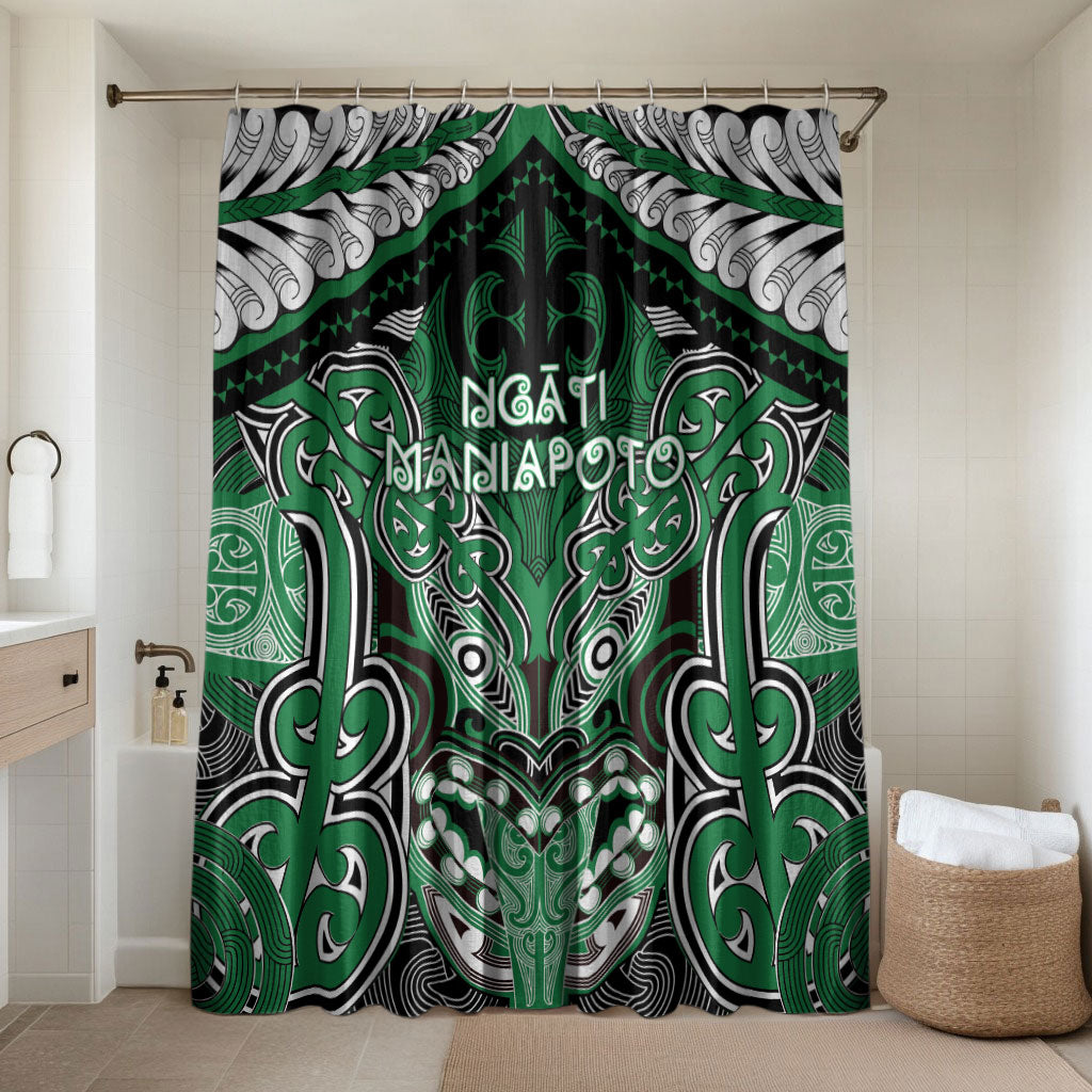 Aotearoa Iwi Ngati Maniapoto Bathroom Set Maori Kowhaiwhai Pattern LT19 Shower Curtain Only Green - Polynesian Pride