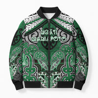 Aotearoa Iwi Ngati Maniapoto Personalised Bomber Puffer Jacket Maori Kowhaiwhai Pattern LT19 Unisex Green - Polynesian Pride