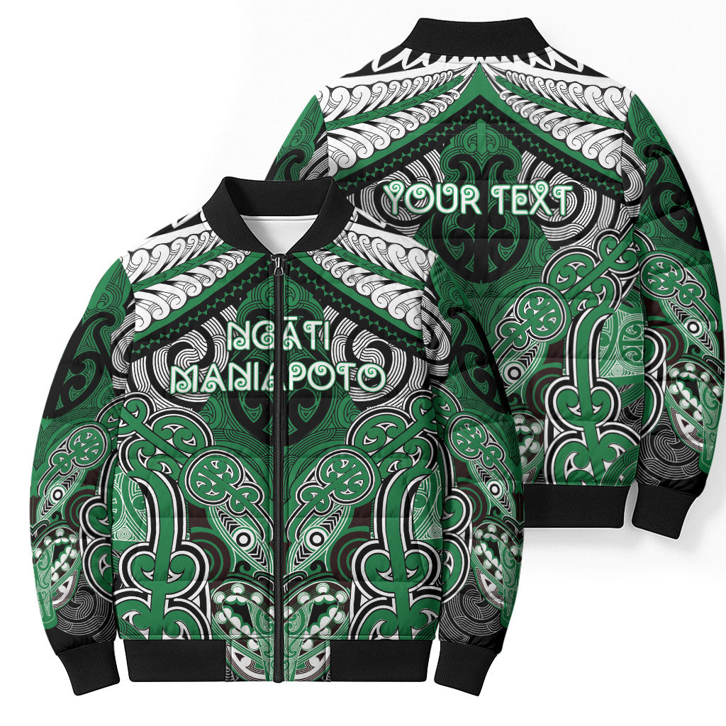 Aotearoa Iwi Ngati Maniapoto Personalised Bomber Puffer Jacket Maori Kowhaiwhai Pattern LT19 - Polynesian Pride