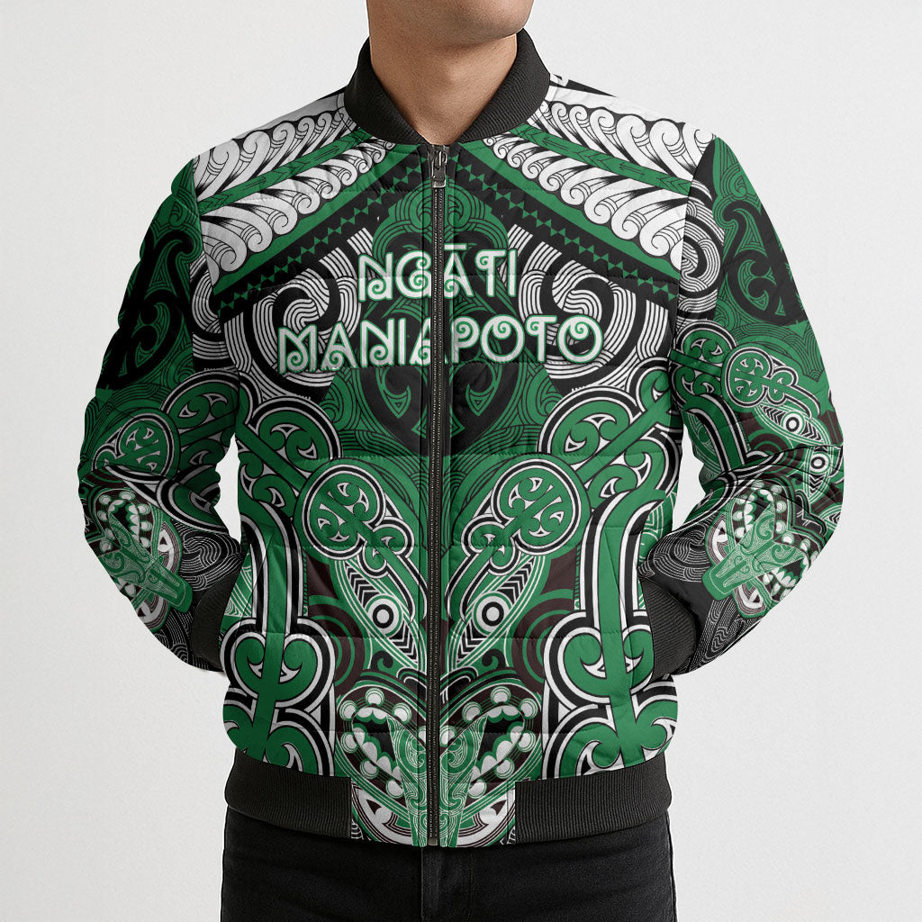 Aotearoa Iwi Ngati Maniapoto Personalised Bomber Puffer Jacket Maori Kowhaiwhai Pattern LT19 - Polynesian Pride