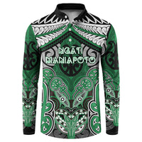Aotearoa Iwi Ngati Maniapoto Personalised Button Sweatshirt Maori Kowhaiwhai Pattern LT19 Green - Polynesian Pride