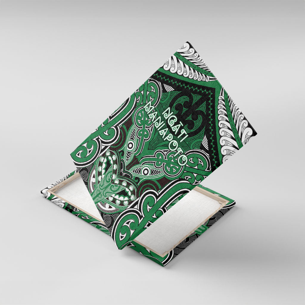 Aotearoa Iwi Ngati Maniapoto Canvas Wall Art Maori Kowhaiwhai Pattern LT19 With Frame Green - Polynesian Pride