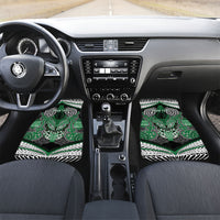 Aotearoa Iwi Ngati Maniapoto Personalised Car Mats Maori Kowhaiwhai Pattern LT19 Set 2pcs - Front Green - Polynesian Pride