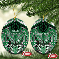 Aotearoa Iwi Ngati Maniapoto Personalised Ceramic Ornament Maori Kowhaiwhai Pattern LT19 Oval Green - Polynesian Pride