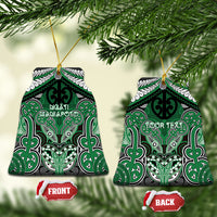 Aotearoa Iwi Ngati Maniapoto Personalised Ceramic Ornament Maori Kowhaiwhai Pattern LT19 Bell Flake Green - Polynesian Pride
