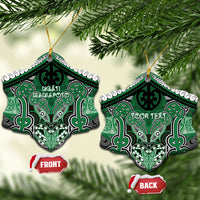 Aotearoa Iwi Ngati Maniapoto Personalised Ceramic Ornament Maori Kowhaiwhai Pattern LT19 Snow Flake Green - Polynesian Pride