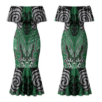 Aotearoa Iwi Ngati Maniapoto Personalised Couples Matching Mermaid Dress and Long Sleeve Button Shirt Maori Kowhaiwhai Pattern LT19 - Polynesian Pride