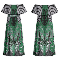 Aotearoa Iwi Ngati Maniapoto Personalised Couples Matching Off Shoulder Maxi Dress and Hawaiian Shirt Maori Kowhaiwhai Pattern LT19 - Polynesian Pride
