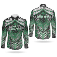Aotearoa Iwi Ngati Maniapoto Personalised Couples Matching Off Shoulder Maxi Dress and Long Sleeve Button Shirt Maori Kowhaiwhai Pattern LT19 - Polynesian Pride