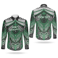 Aotearoa Iwi Ngati Maniapoto Personalised Couples Matching Off Shoulder Short Dress and Long Sleeve Button Shirt Maori Kowhaiwhai Pattern LT19 - Polynesian Pride