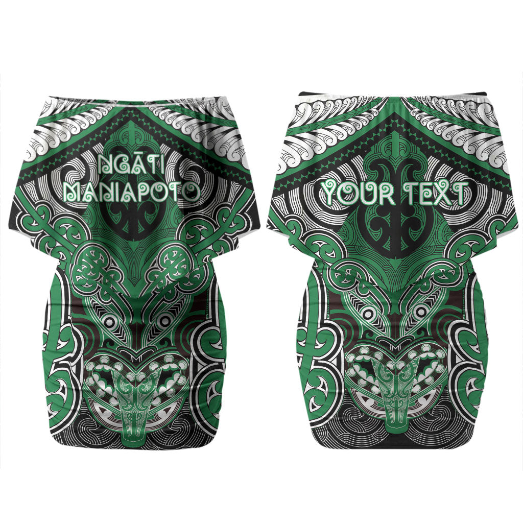 Aotearoa Iwi Ngati Maniapoto Personalised Couples Matching Off Shoulder Short Dress and Long Sleeve Button Shirt Maori Kowhaiwhai Pattern LT19 - Polynesian Pride