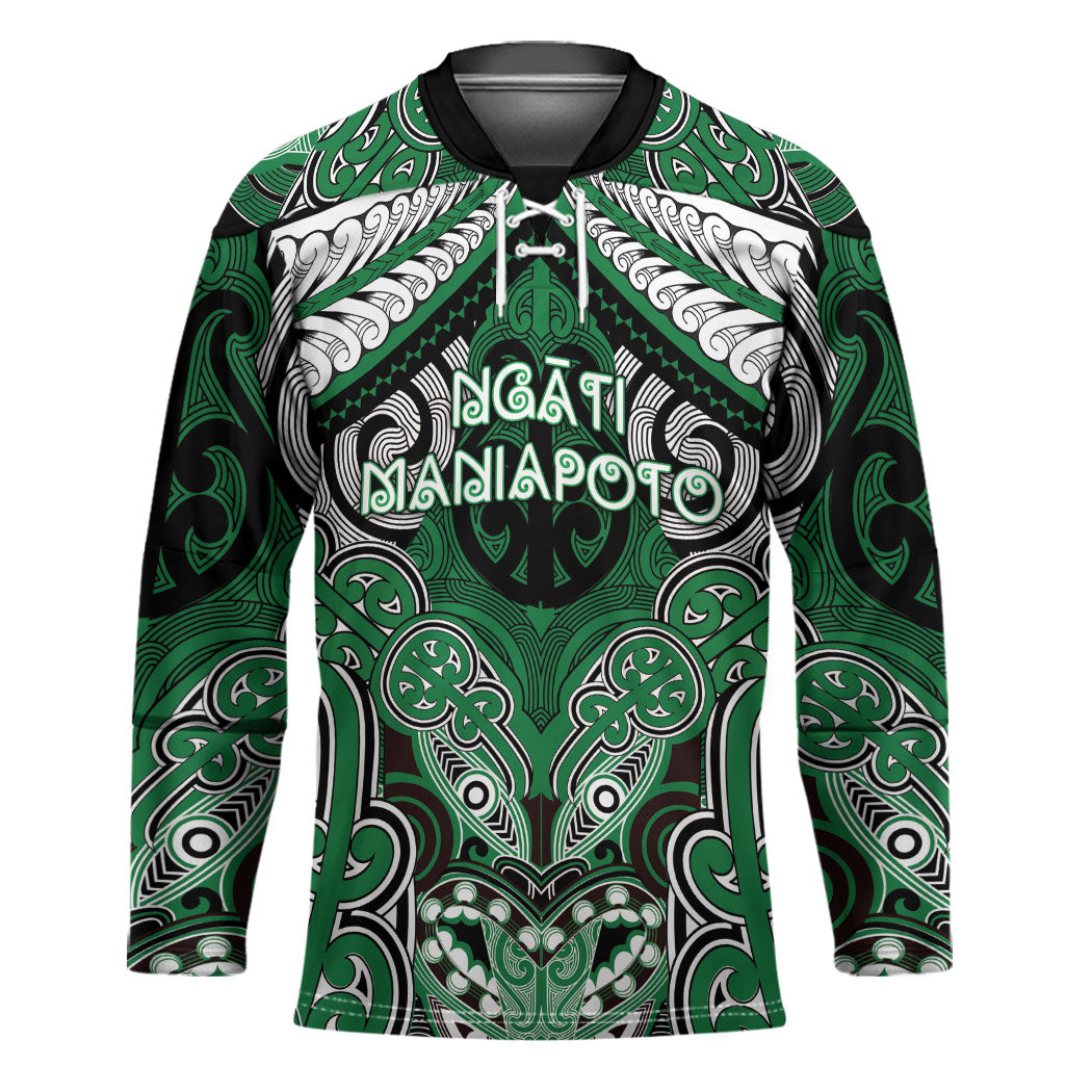Aotearoa Iwi Ngati Maniapoto Personalised Hockey Jersey Maori Kowhaiwhai Pattern LT19 Unisex Green - Polynesian Pride