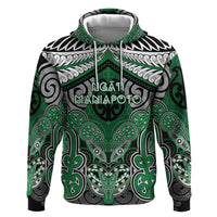 Aotearoa Iwi Ngati Maniapoto Personalised Hoodie Maori Kowhaiwhai Pattern LT19 Pullover Hoodie Green - Polynesian Pride