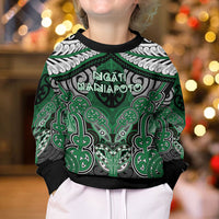 Aotearoa Iwi Ngati Maniapoto Personalised Kid Ugly Christmas Sweater Maori Kowhaiwhai Pattern LT19 - Polynesian Pride