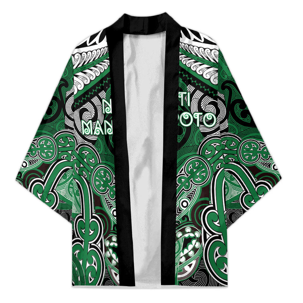 Aotearoa Iwi Ngati Maniapoto Personalised Kimono Maori Kowhaiwhai Pattern LT19 Unisex Green - Polynesian Pride