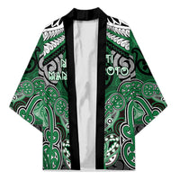 Aotearoa Iwi Ngati Maniapoto Personalised Kimono Maori Kowhaiwhai Pattern LT19 Unisex Green - Polynesian Pride