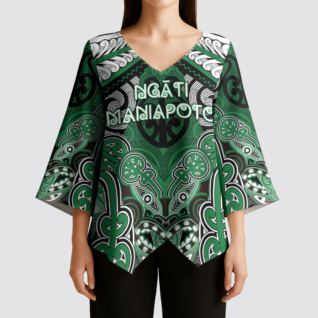 Aotearoa Iwi Ngati Maniapoto Personalised Kimono Sleeve Blouse Maori Kowhaiwhai Pattern LT19 - Polynesian Pride