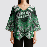 Aotearoa Iwi Ngati Maniapoto Personalised Kimono Sleeve Blouse Maori Kowhaiwhai Pattern LT19 - Polynesian Pride