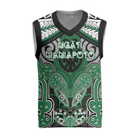 Aotearoa Iwi Ngati Maniapoto Personalised Christmas Knitted V-Neck Vest Maori Kowhaiwhai Pattern LT19 Green - Polynesian Pride